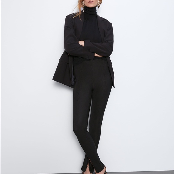ZARA BLACK ZIPPERED LEGGINGS - Picture 3 of 13